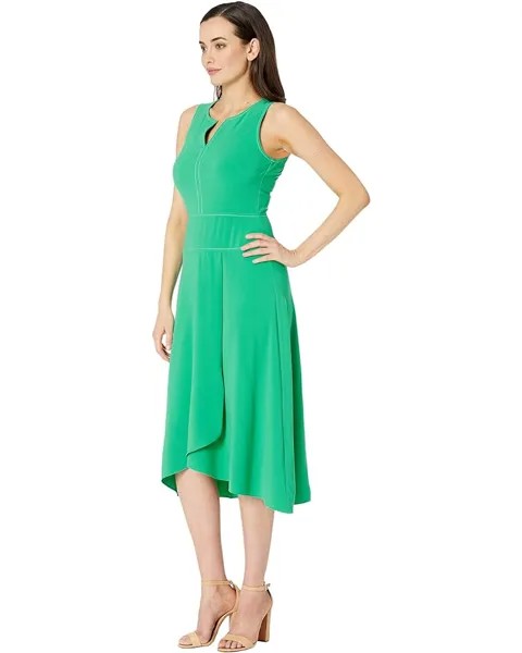 Платье Donna Morgan High Twist Stretch Lightweight Crepe Midi Dress w/ Asymmetrical Hem, цвет Bright Jade