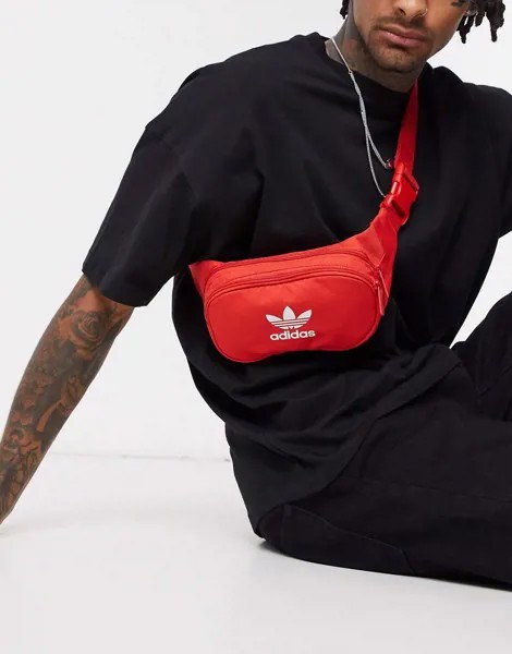 Красная сумка-кошелек на пояс с логотипом-трилистником adidas Originals-Красный