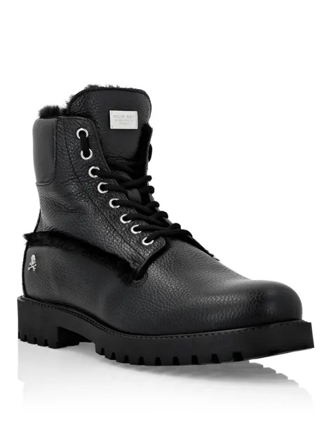 Кожаные сапоги с овчиной внутри The Hunter Philipp Plein, черный