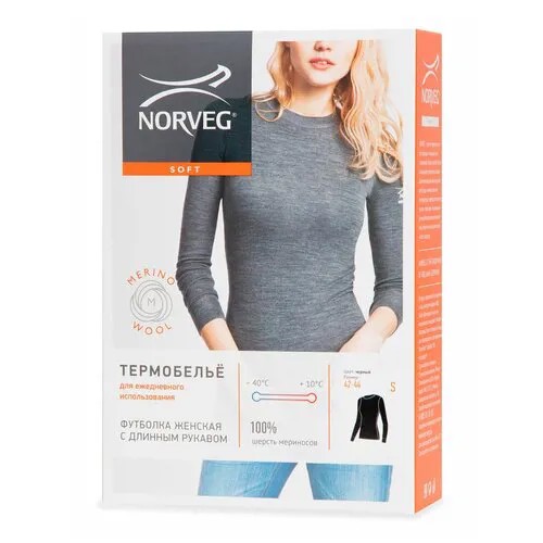 Футболка женская Norveg Soft+ 16SW1RLRU с длинным рукавом, серый меланж, XL