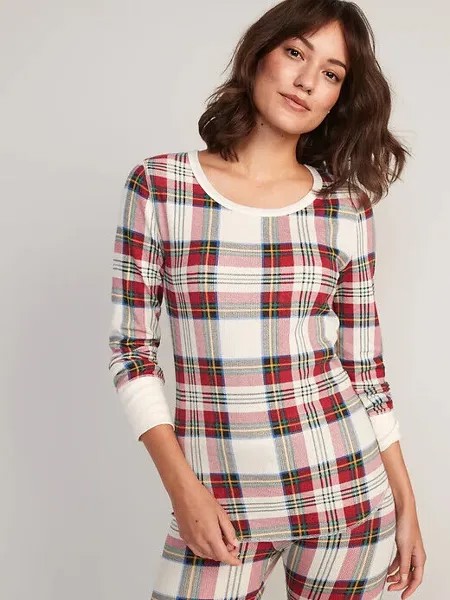 NWT Old Navy White Tartan клетчатая термовафельная вязаная футболка женская футболка XS