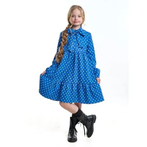 Платье Mini Maxi, в горошек, размер 134, голубой
