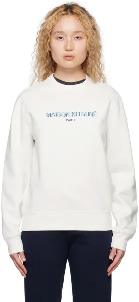 Белый свитшот с вышивкой Maison Kitsune