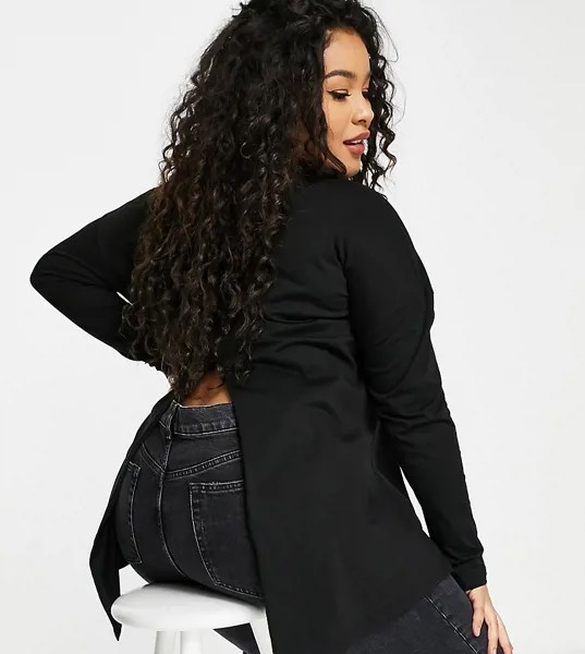 Черный лонгслив с разрезом на спине ASOS DESIGN Curve