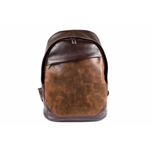 Рюкзак  мессенджер Igermann 16С737КР4Д, натуральная кожа, отделение для ноутбука, вмещает А4, регулируемый ремень, коричневый