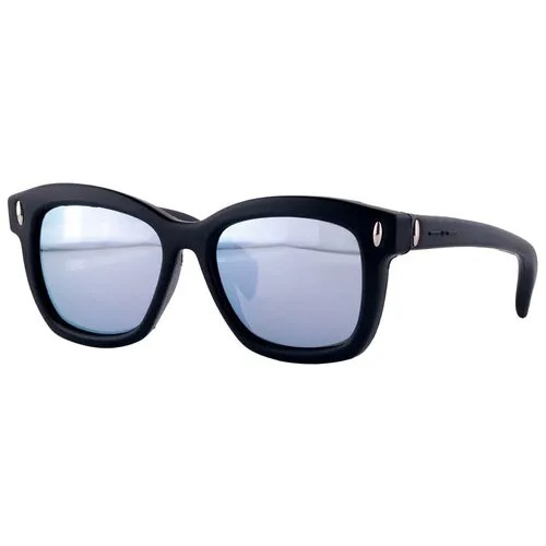Солнцезащитные очки Italia Independent, прямоугольные, оправа: пластик, спортивные, ударопрочные, с защитой от УФ, зеркальные, черный