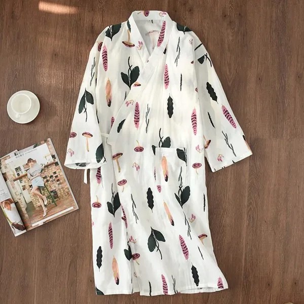 Японский стиль кимоно пижама летняя новая 100% хлопок марлевая пижама ночная рубашка дамы SPA юката домашняя одежда длинная пижама женщины