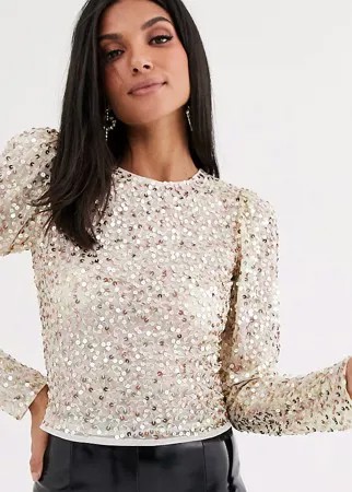 Лонгслив с пайетками ASOS DESIGN Tall-Золотой