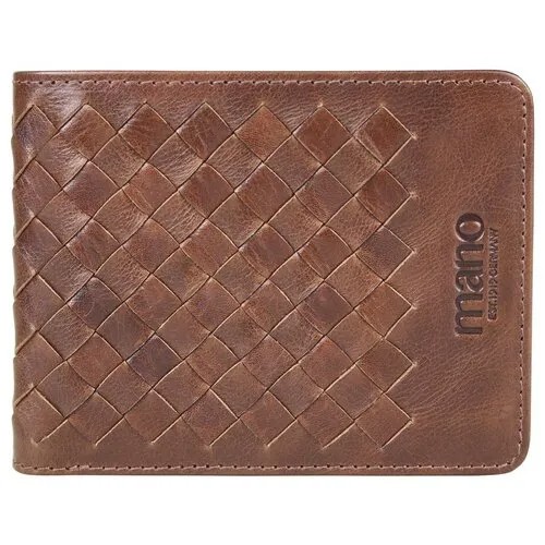 Бумажник Mano, фактура плетеная, коричневый