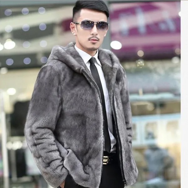 Пальто из искусственного меха, мужские зимние искусственные пальто, норковая Меховая куртка, деловые официальные пальто с капюшоном, мужск...