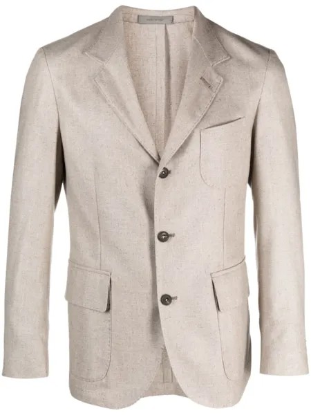 Corneliani однобортный пиджак из смесовой шерсти, нейтральный цвет