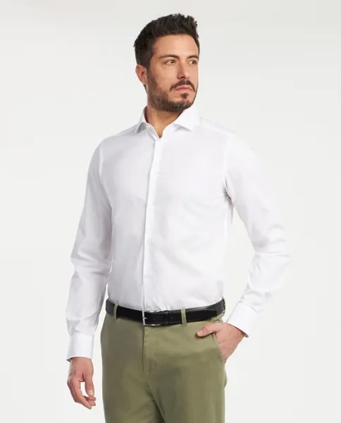 Мужская рубашка узкого кроя Rumford из чистого хлопка с микрополосками RUMFORD, белый