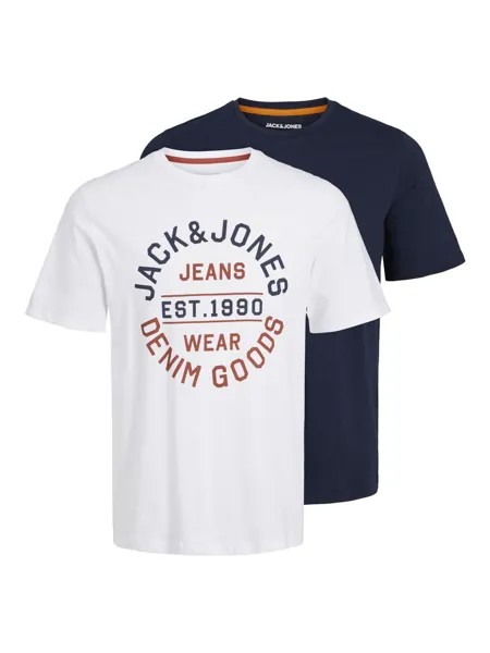 Футболка JACK & JONES MIKK, темно-синий/белый