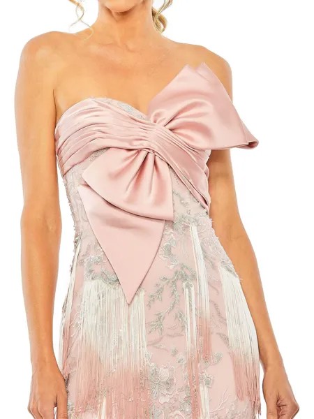 Женское коктейльное и вечернее платье с бахромой Mac Duggal, цвет Rose