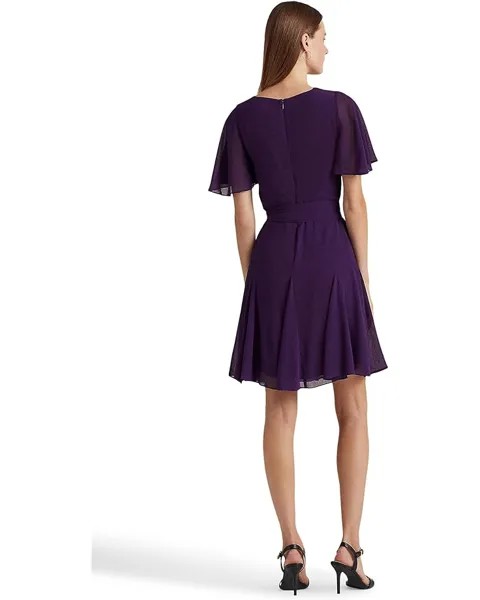 Платье LAUREN Ralph Lauren Crinkle Georgette Surplice Dress, цвет Branford Purple