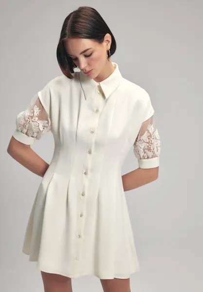 Платье-рубашка на талии EMBROIDERY DETAILED MINI adL, кремовый