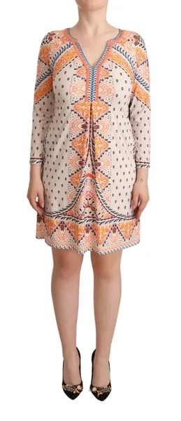 HALE BOB Платье Разноцветное с длинными рукавами и V-образным вырезом А-силуэта IT40/US6/S Рекомендуемая розничная цена 550 долларов США