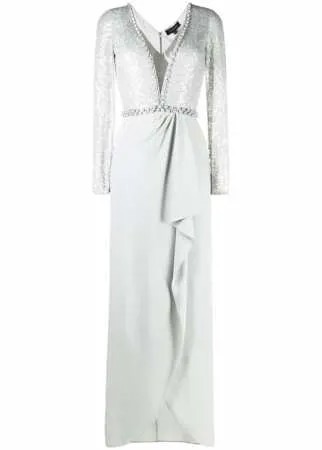 Jenny Packham платье макси с длинными рукавами и оборками