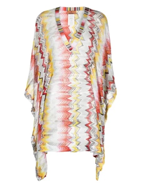 Missoni пляжная накидка с узором зигзаг, красный