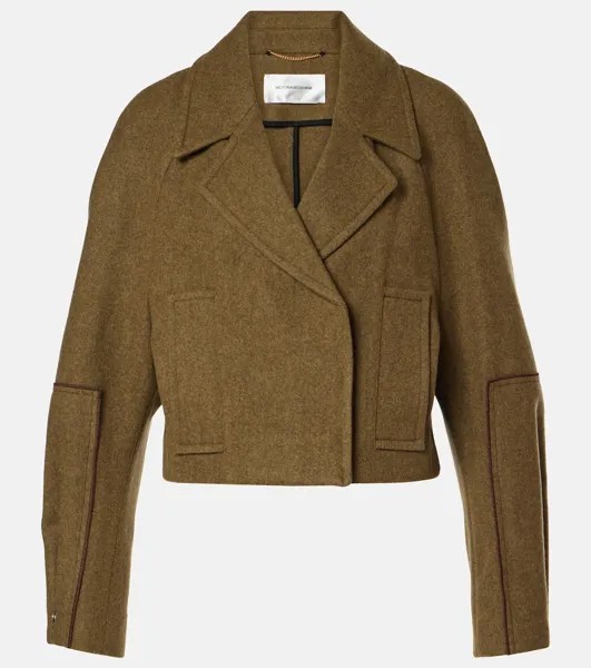 Укороченный шерстяной бушлат Victoria Beckham, зеленый
