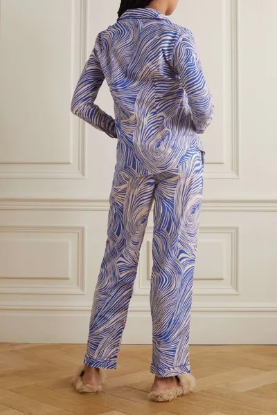 DESMOND & DEMPSEY + NET SUSTAIN Пижамный комплект из органического хлопка с принтом Tellus, синий