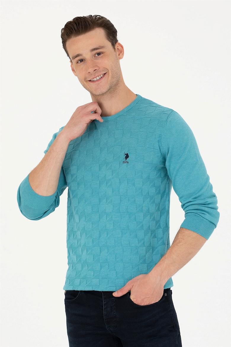Облегающий свитер с овальным вырезом U S Polo Assn , бирюзовый