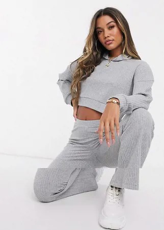 Спортивный костюм с худи и расклешенными брюками ASOS DESIGN-Серый