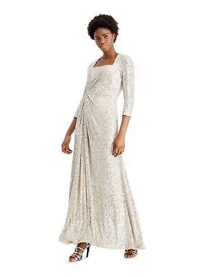 CALVIN KLEIN Женское длинное вечернее платье золотистого цвета с рукавами 3/4 + расклешенное платье 4