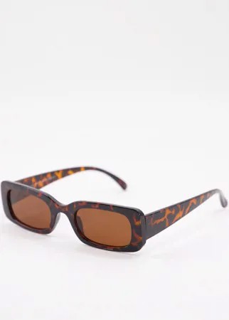 Темно-коричневые солнцезащитные очки в прямоугольной оправе New Look-Коричневый цвет