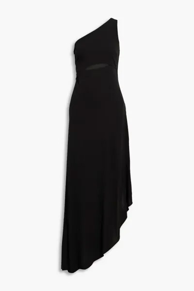 Трикотажное платье Clara на одно плечо с вырезом Halston, черный
