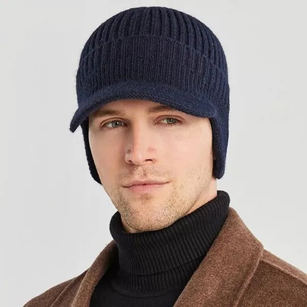 Европейская и американская теплая защита ушей Вязаная шляпа Мужская открытая верховая флисовая шляпа