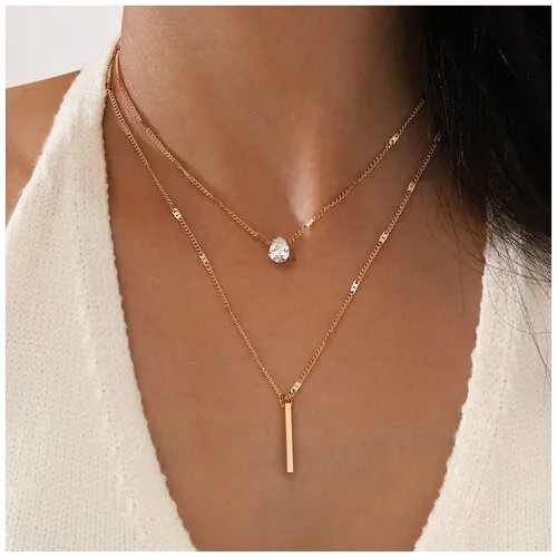 Колье WASABI jewell, кристалл, длина 37 см, золотистый