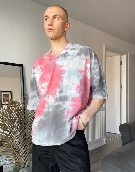 Oversized-футболка с принтом тай-дай ASOS DESIGN-Многоцветный