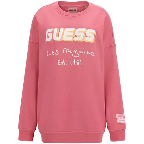 Свитшот GUESS, средней длины, размер S, розовый