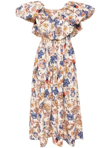 Платье с принтом Francesca Magnolia Ulla Johnson, бежевый