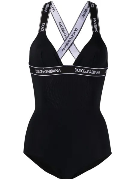 Dolce & Gabbana купальник с логотипом, черный