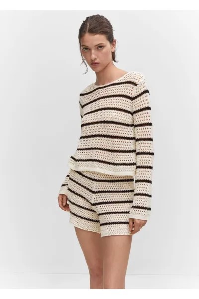 Перфорированные тканые шорты Mango, экрю