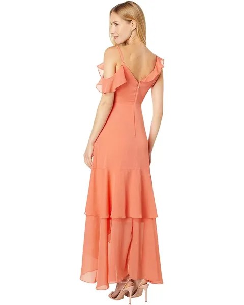 Платье BCBGeneration Asymmetrical High-Low Tiered Maxi GV03D16, цвет Coral Pink