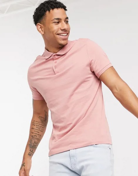 Розовое поло из органического хлопка ASOS DESIGN-Розовый