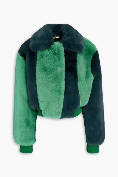 Укороченное двухцветное пальто из искусственного меха Rotate Birger Christensen, зеленый