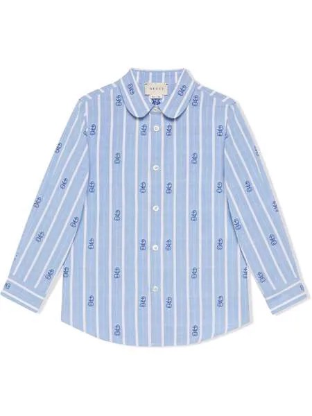 Gucci Kids рубашка из филькупе с логотипом Interlocking G