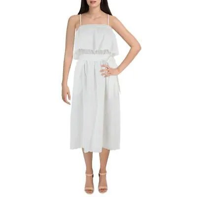 Joie Womens Rindinya Белое летнее платье миди с зубчатым коленом XL BHFO 3766