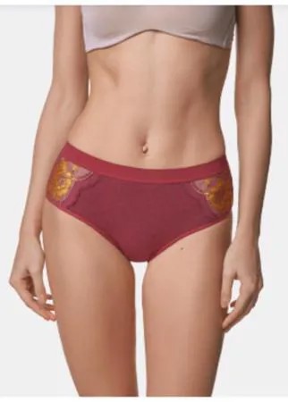 LUI et ELLE Трусы Virginie слипы с высокой посадкой с кружевными вставками, размер 2 (S), chocolat or
