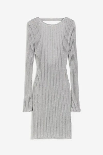Платье H&M Shimmery Open-back, серебристый