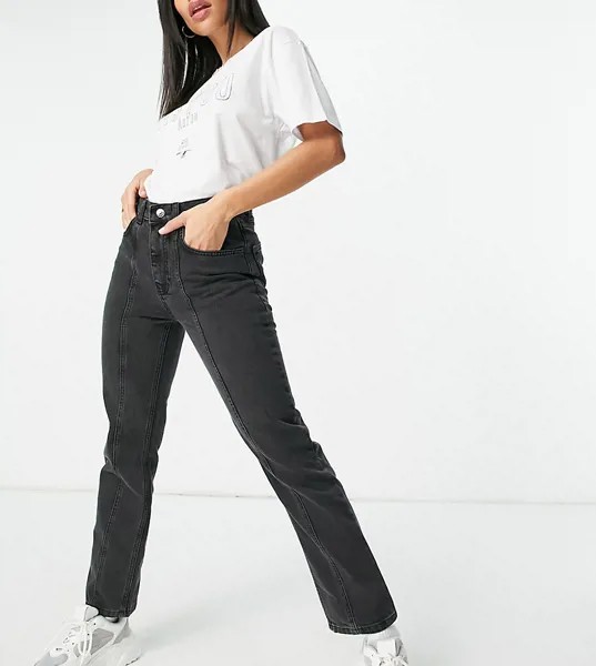 Узкие выбеленные джинсы черного цвета в винтажном стиле с отделочными швами ASYOU-Черный цвет