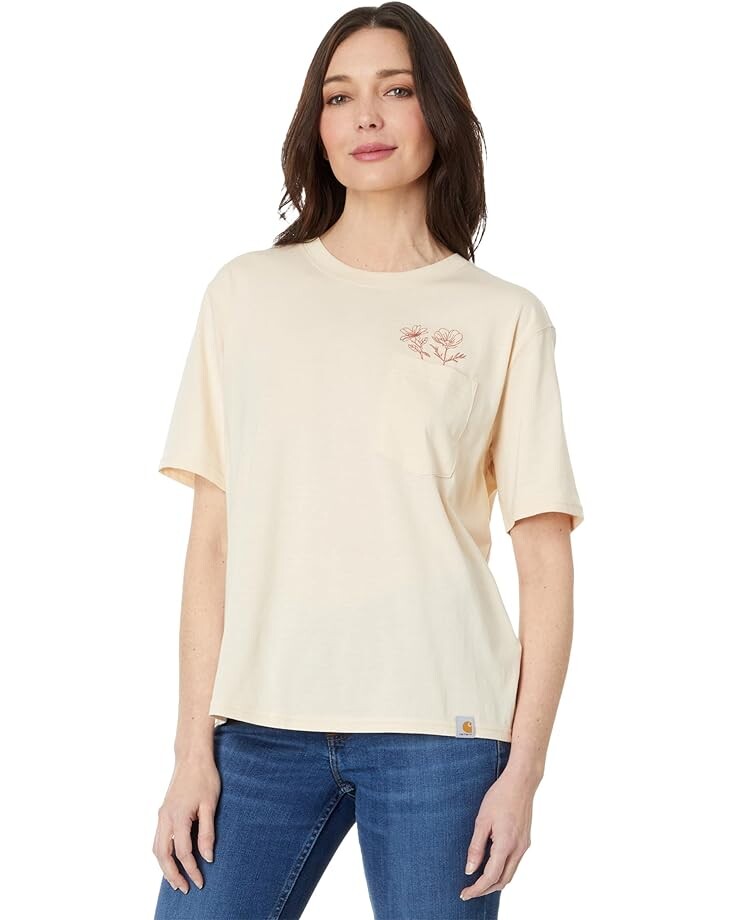 Футболка Carhartt Loose Fit Lightweight Short Sleeve Flower Pocket, цвет Stone Ash