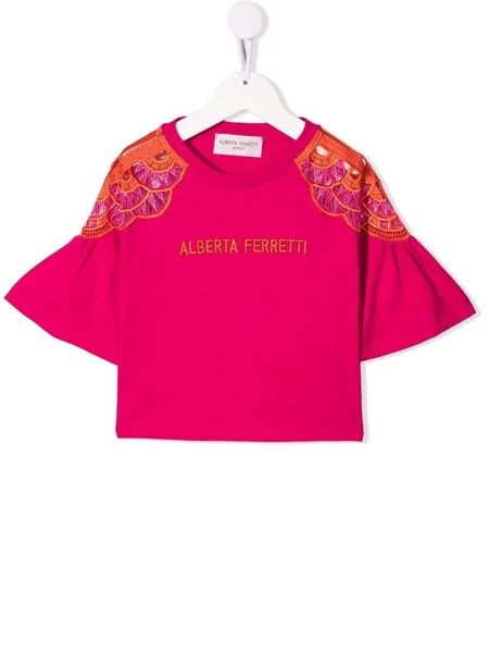 Alberta Ferretti Kids футболка с вышитым логотипом