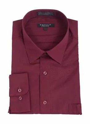 Однотонная бордовая классическая рубашка из хлопковой смеси классического кроя Marquis, устойчивая к морщинам