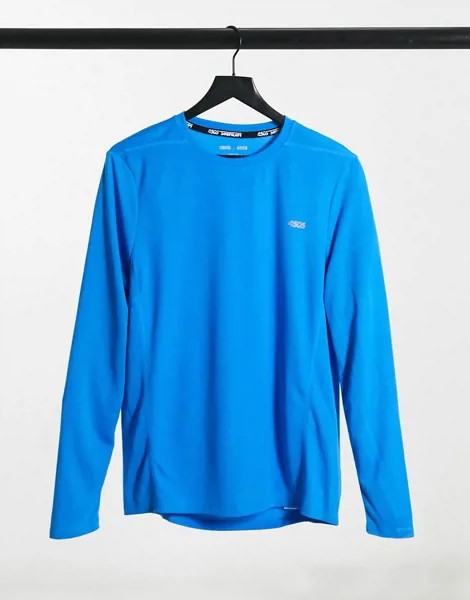 Синий спортивный лонгслив из быстросохнущего материала ASOS 4505-Голубой
