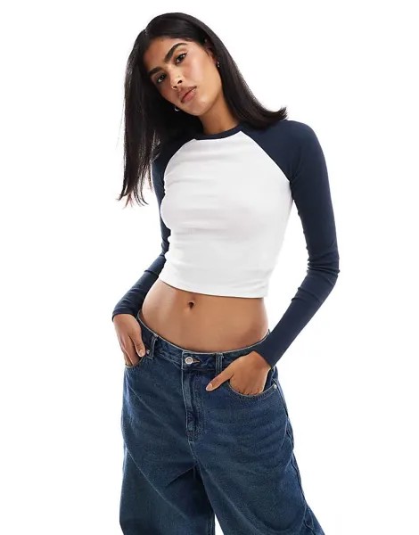 Pull&Bear – белая рубашка с длинными рукавами и длинными рукавами реглан цвета экрю